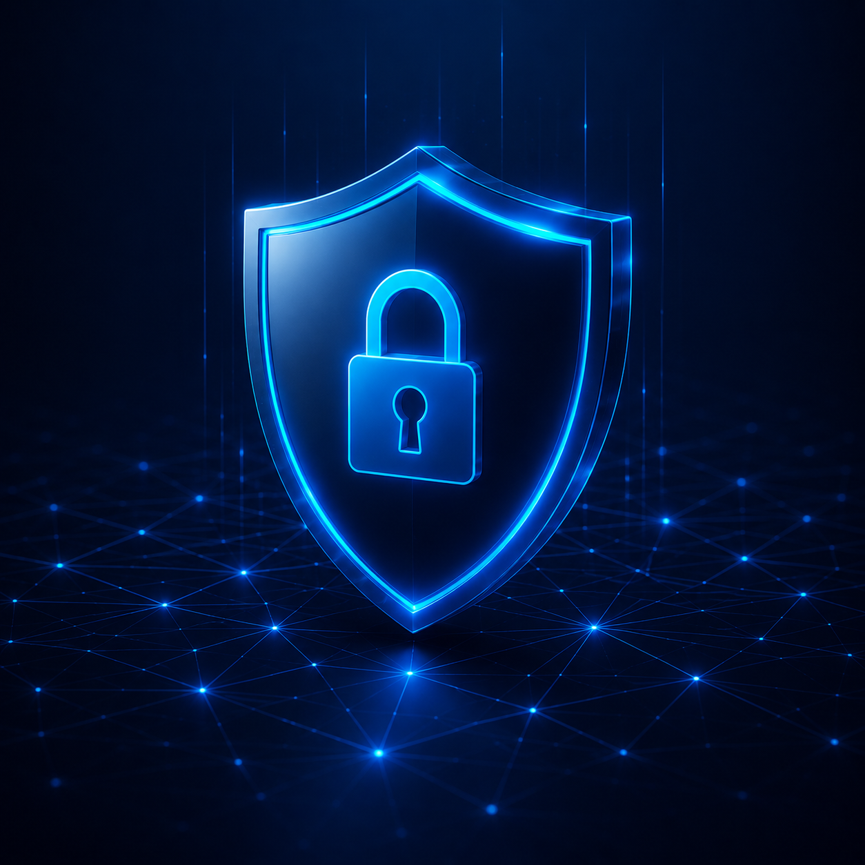 Digital shield and lock representing enterprise network security